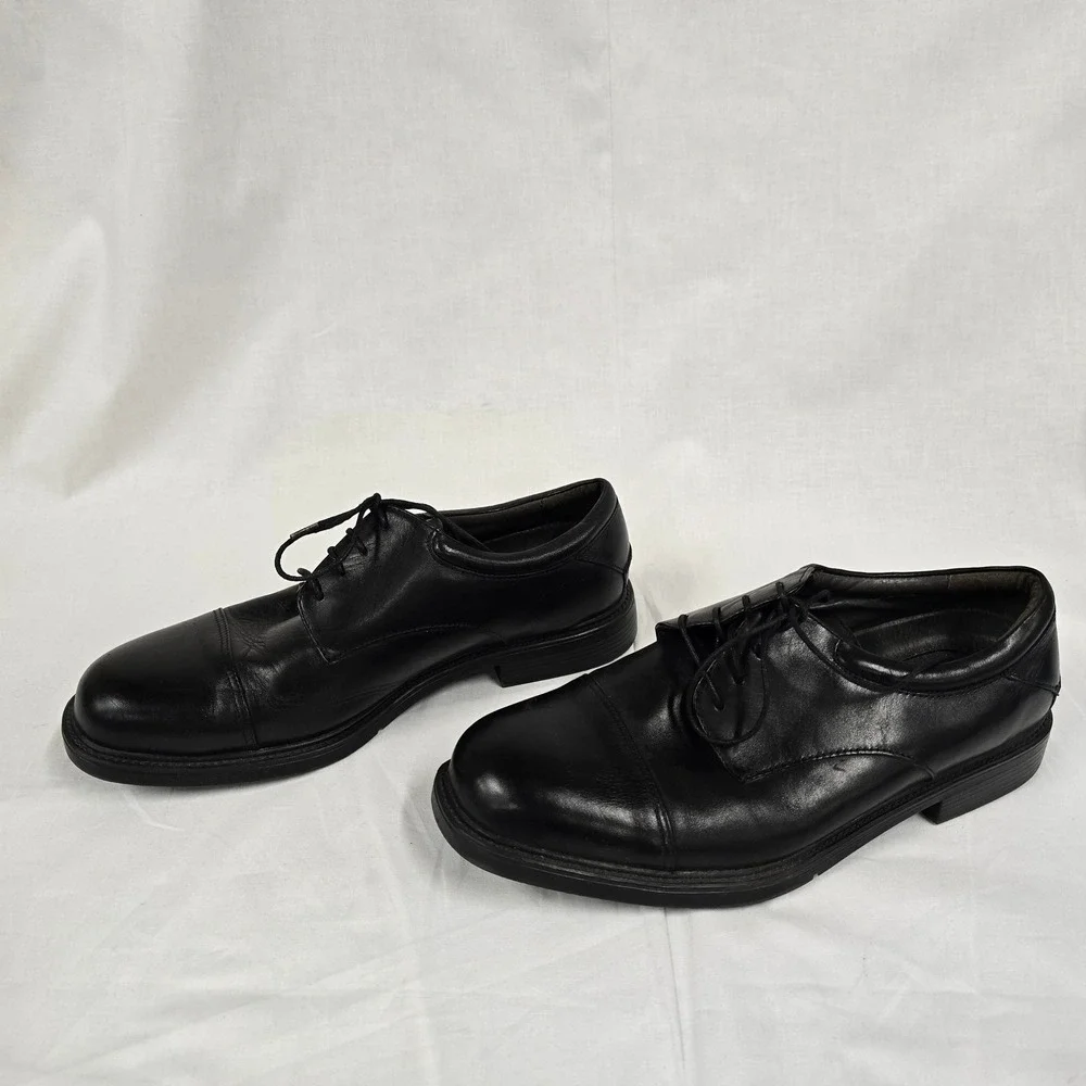 Nunn Bush Mens Black Leather Cap‎ Toe Oxford Shoes Comfort Gel Size 10.5W